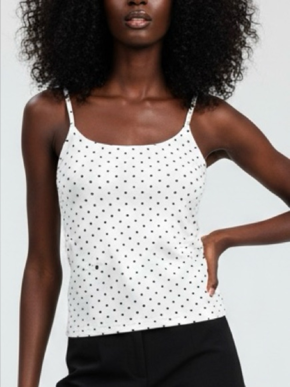 J. Crew Pearl Black Polka Dot Carrie Cami Tank Top Office Workwear Preppy S
